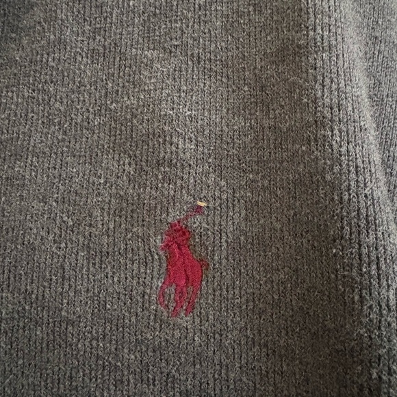 Polo Ralph Lauren gray with Red Horse Logo 3/4 Zip Pullover size L - Picture 4 of 5